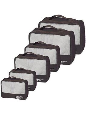 Travel Packing Cubes 6 Piece Luggage Organizer Set Nylon Suitcase Storage Bags